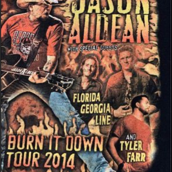 Jason Aldean Burn it Down Tour your 2014 Mens shirt size Small - Picture 3 of 6